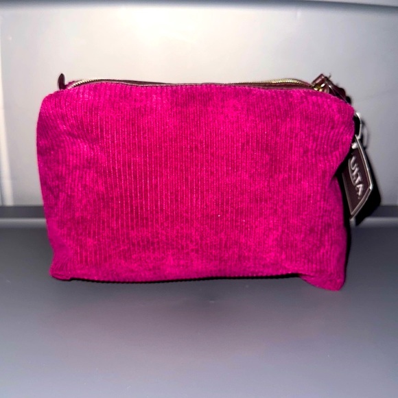 Ulta Beauty Burgundy Cosmetic Bag with Gold Zipper and Brown Edge with Hand Loop - Picture 1 of 4